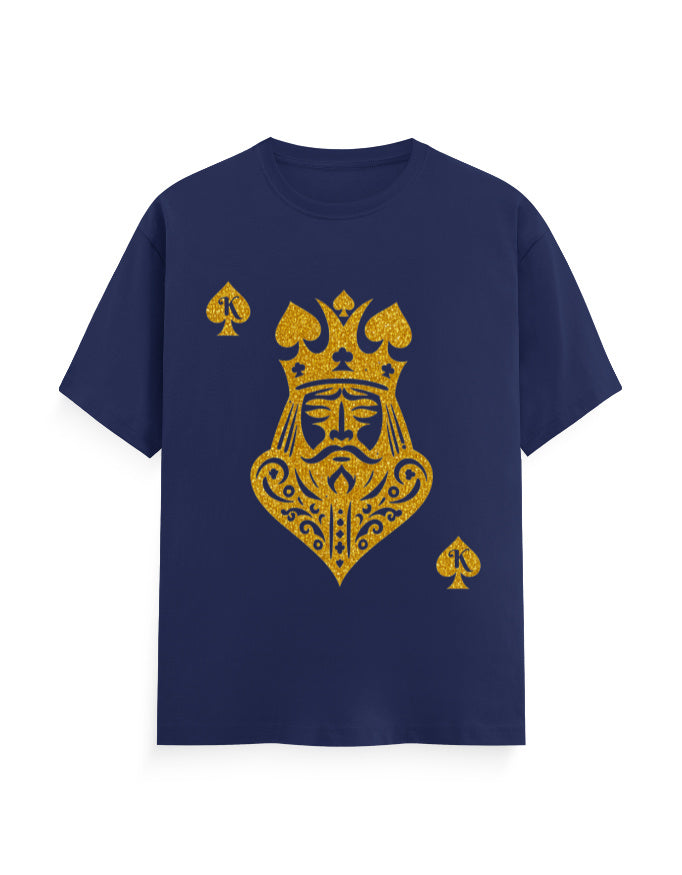 Unisex Classic Crew T-Shirt – Card King heart Royal Blue GlowZonePrints