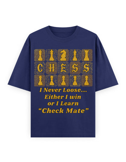 Unisex Oversized Classic T-Shirt -Chess (Gold Edition) Royal Blue GlowZonePrints