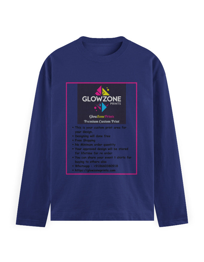 Men's Full Sleeve T-Shirt | MF31 (Custom Print) Royal Blue GlowZonePrints