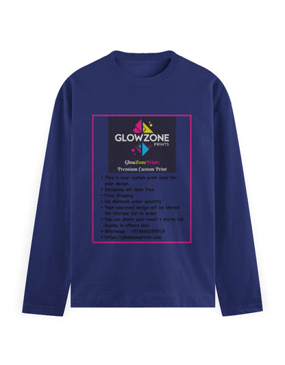 Men's Full Sleeve T-Shirt | MF31 (Custom Print) Royal Blue GlowZonePrints