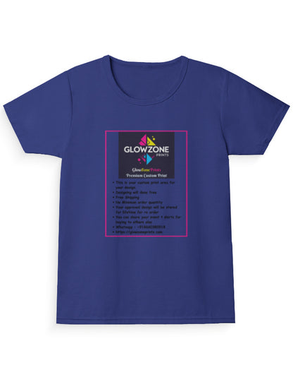 Girl's Crew Neck T-Shirt (Custom Print) Royal Blue GlowZonePrints