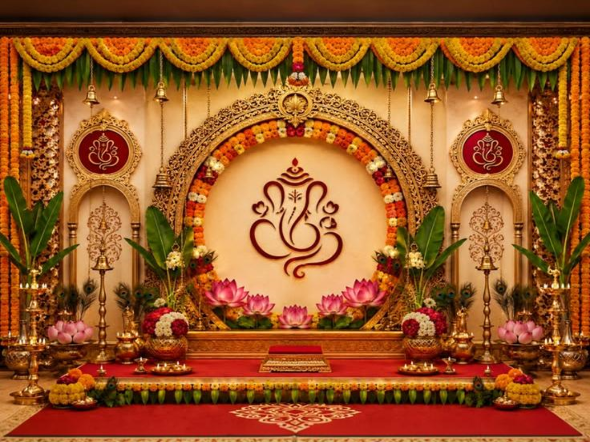 Ganesh Festival Tapestry – (16 Unique Designs) Design02 40x50 In GlowZonePrints