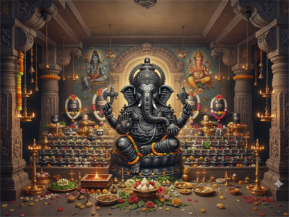 Ganesh Festival Tapestry – (16 Unique Designs) Design07 40x50 In GlowZonePrints