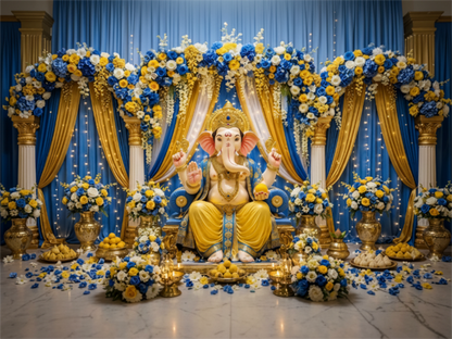 Ganesh Festival Tapestry – (16 Unique Designs) Design08 40x50 In GlowZonePrints