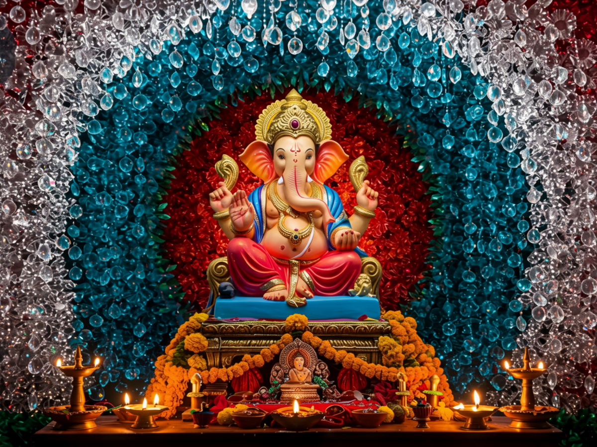 Ganesh Festival Tapestry – (16 Unique Designs) Design12 40x50 In GlowZonePrints