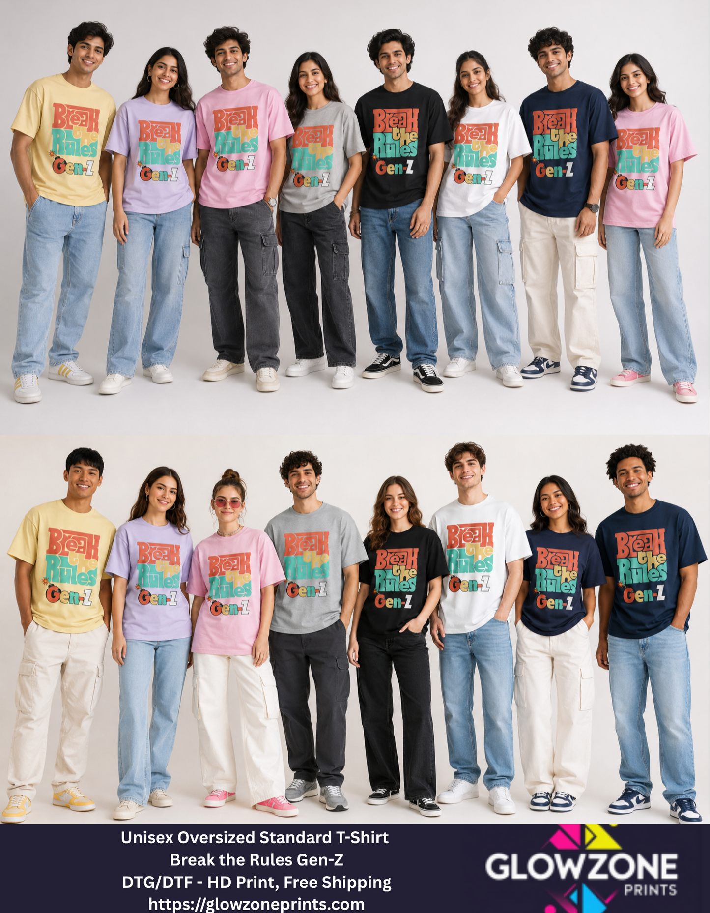 Unisex Oversized Standard T-Shirt – Break the Rules Gen-Z