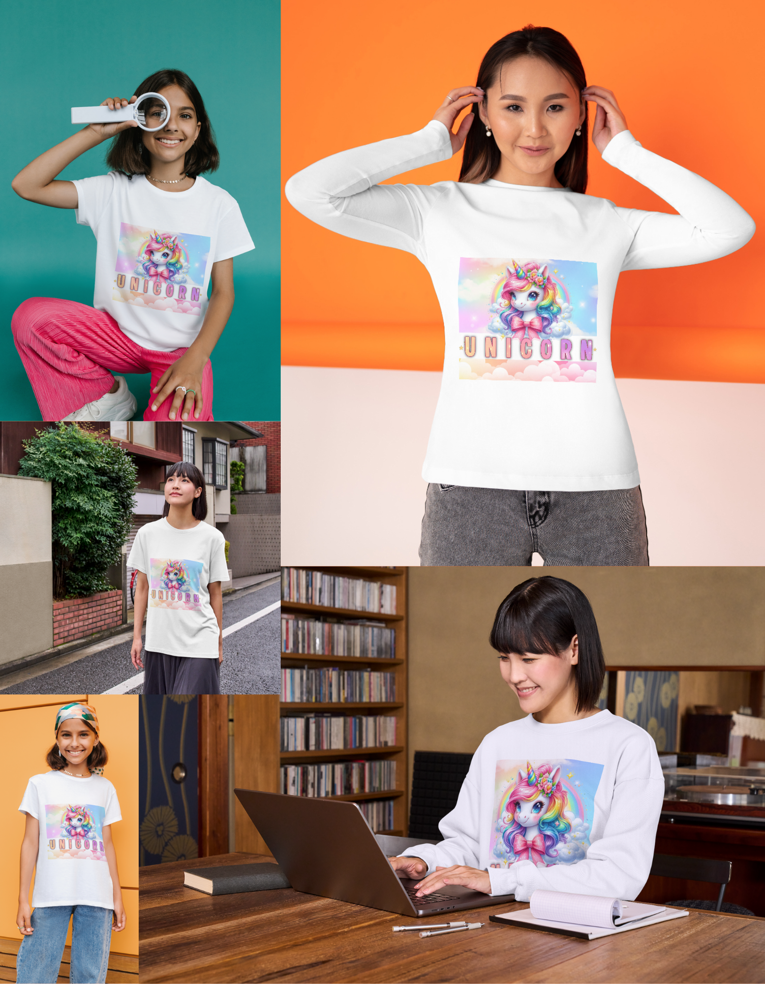 Unicorn Girl’s Crew Neck T-Shirt GlowZonePrints