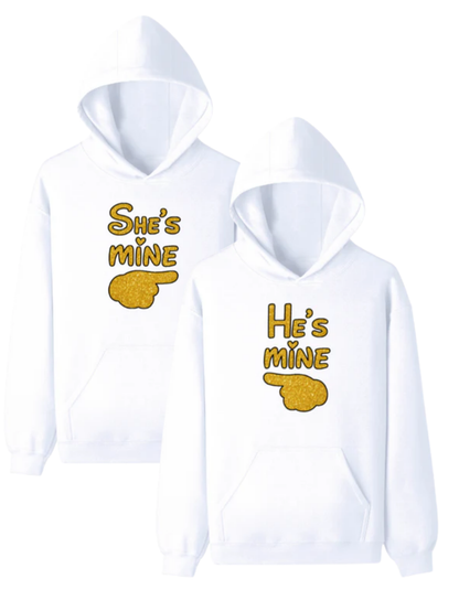 She's Mine & He's Mine Couple Hoodies White GlowZonePrints