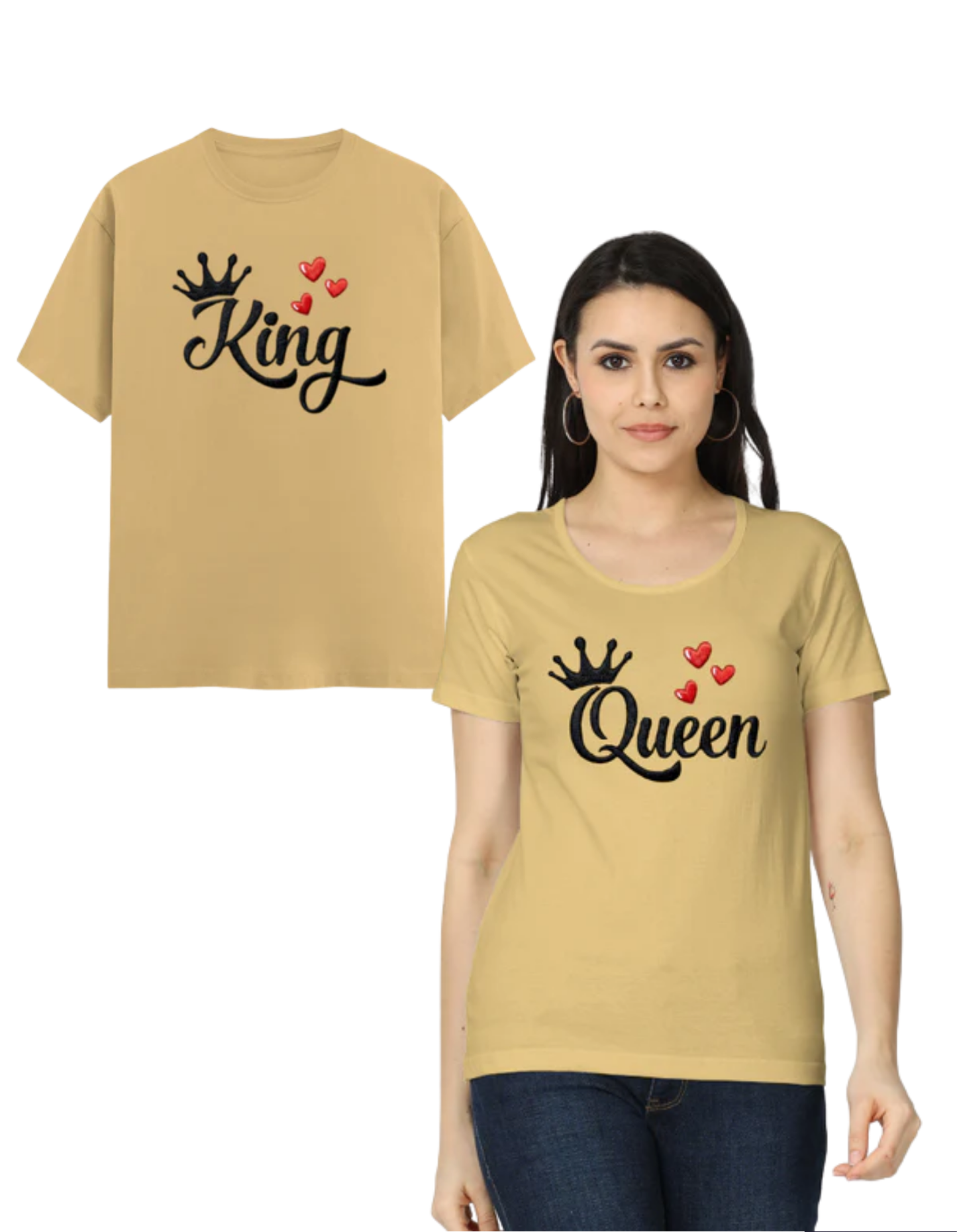 King & Queen – Embroidery Edition (Couple Set) Beige GlowZonePrints
