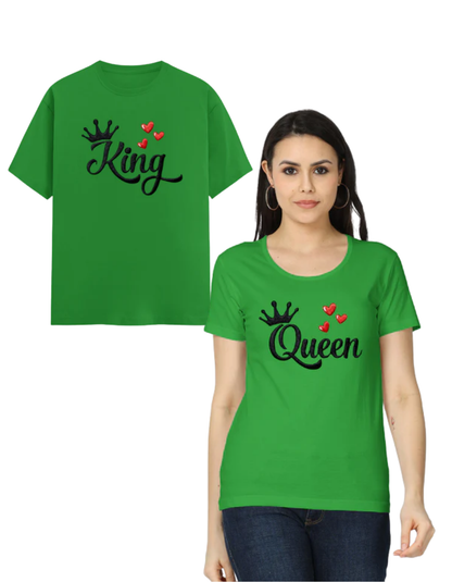 King & Queen – Embroidery Edition (Couple Set) Flag Green GlowZonePrints
