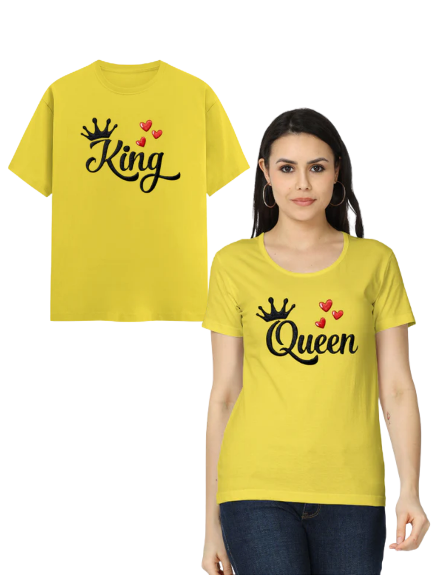 King & Queen – Embroidery Edition (Couple Set) New Yellow GlowZonePrints