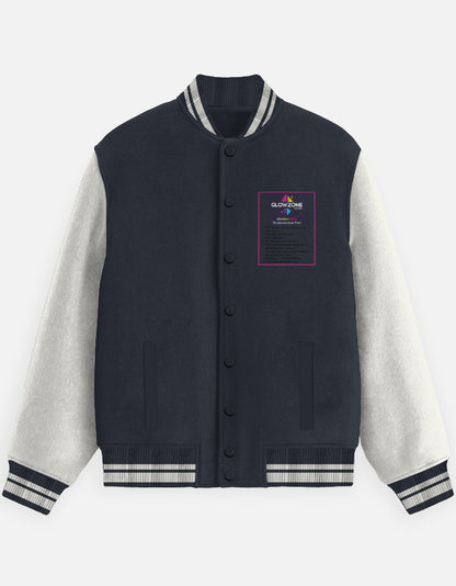 Unisex Varsity Jacket | UJ31 (Custom Print) Navy Blue GlowZonePrints