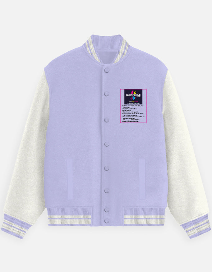 Unisex Varsity Jacket | UJ31 (Custom Print) Lavender GlowZonePrints