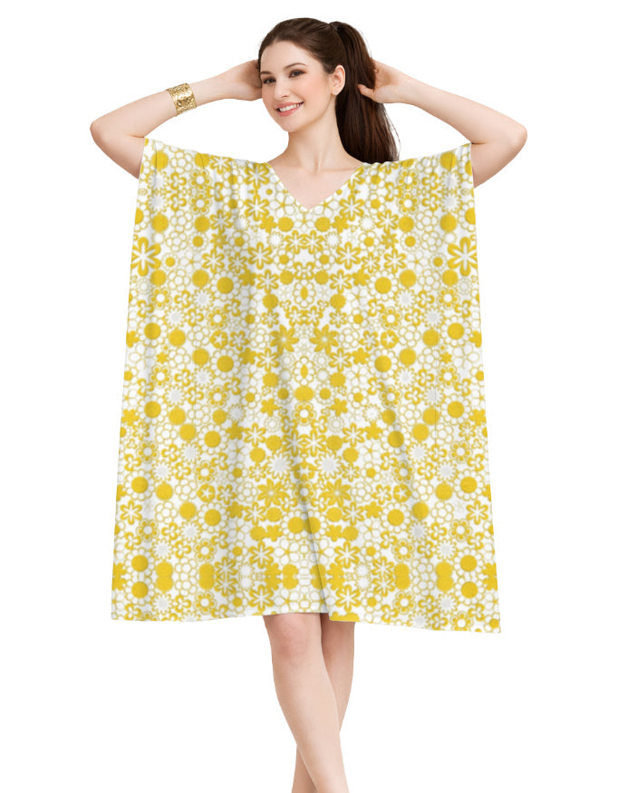 Women's AOP Kaftan – Golden Floral Mandala Golden Floral Mandala Free Size GlowZonePrints