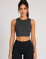 Women's AOP Sports Crop Top – Carbon Hex Performance Pattern Carbon Hex Pattern GlowZonePrints