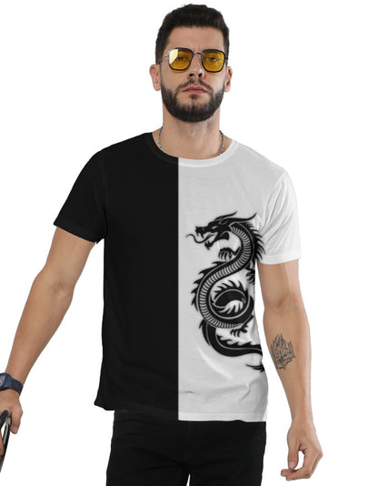 Dragon Black &amp; White AOP T-Shirt | Unisex Dragon S GlowZonePrints