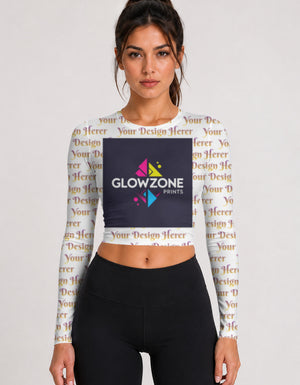 Women's Full Sleeve Crop Top – Custom All-Over Print-AOP Cutsom AOP GlowZonePrints
