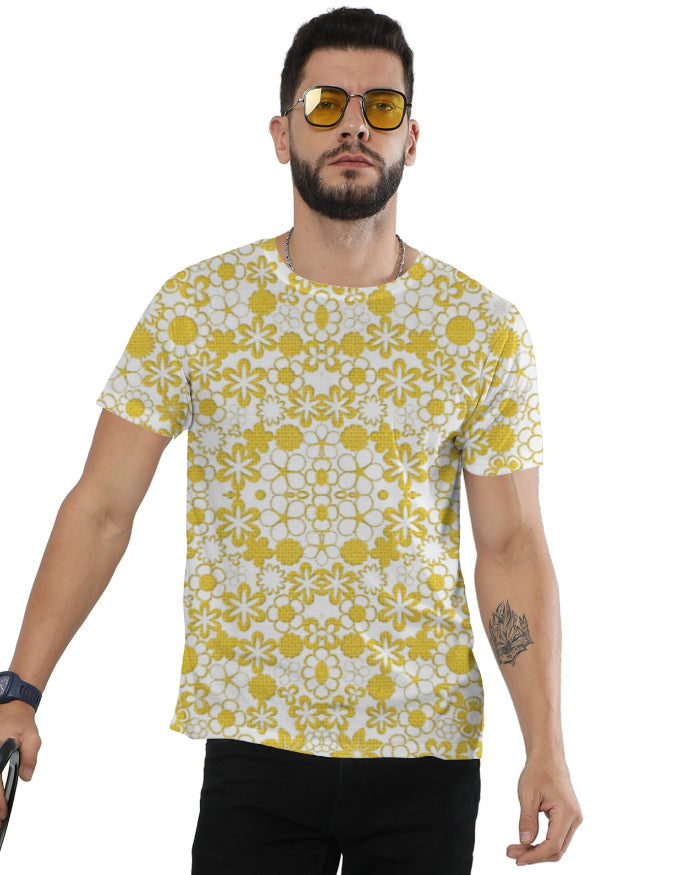 Unisex AOP T-Shirt – Golden Floral Mandala GlowZonePrints