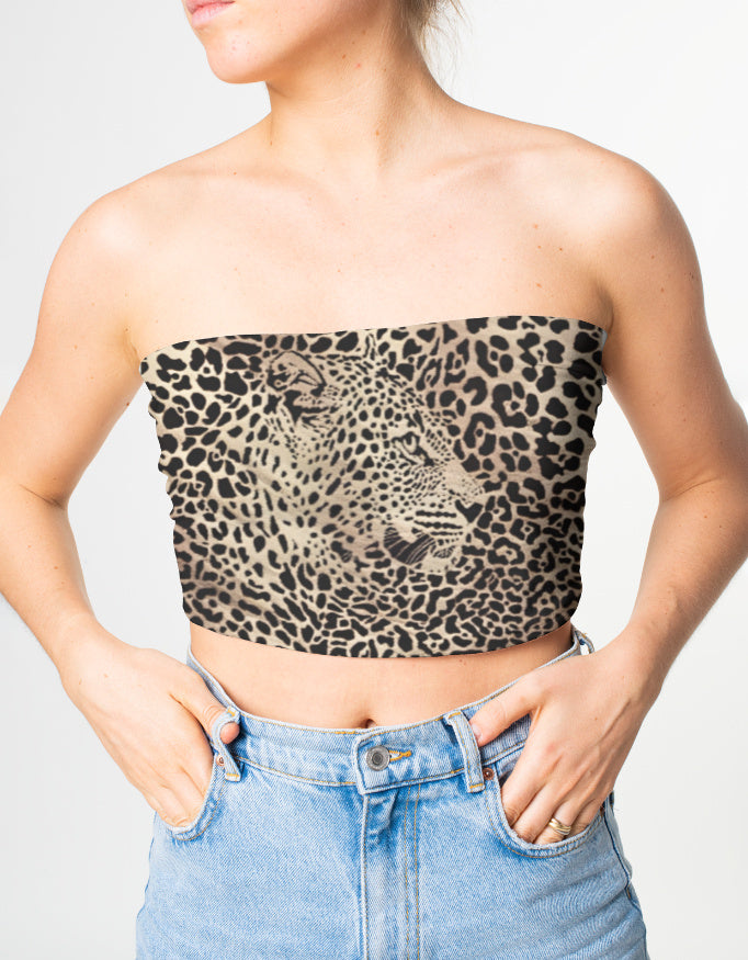 Leopard AOP Tube Top | LT01 White GlowZonePrints