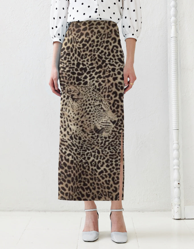 Leopard Aop Pencil Skirt White GlowZonePrints