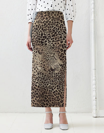Leopard Aop Pencil Skirt White GlowZonePrints