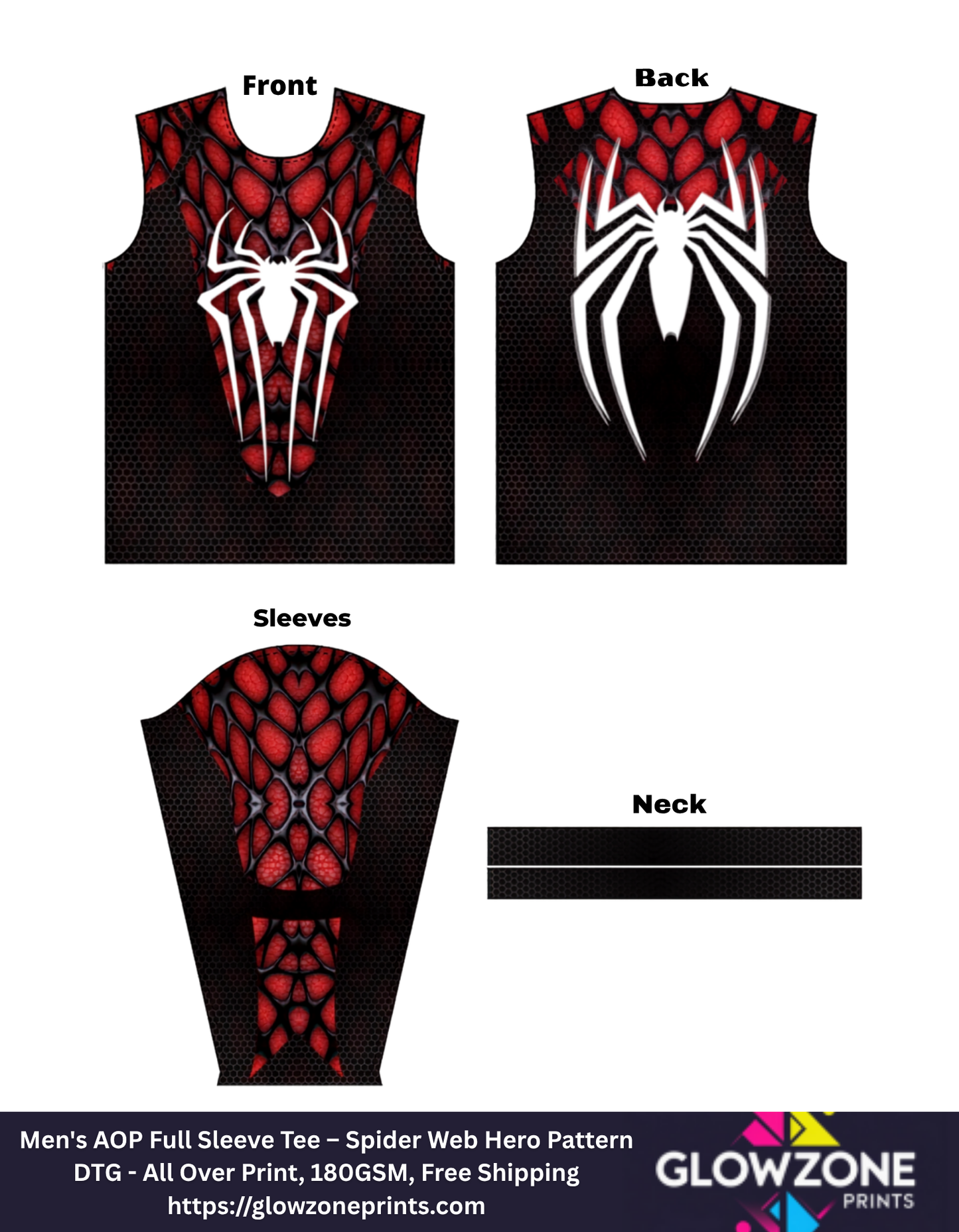 Men's AOP Full Sleeve Tee – Spider Web Hero Pattern-2