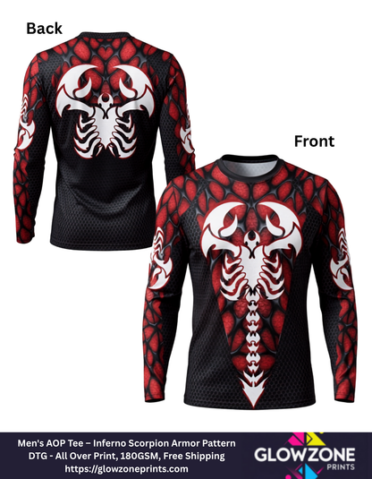 Men's AOP Full Sleeve Tee – Inferno Scorpion Armor Pattern GlowZonePrints