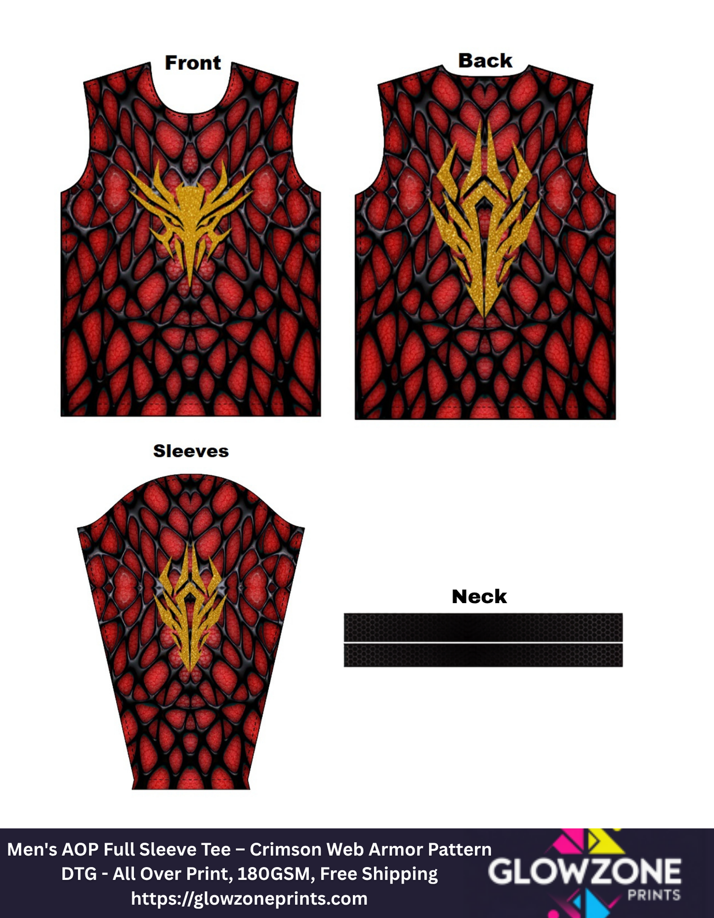 Men's AOP Full Sleeve Tee – Crimson Web Armor Pattern