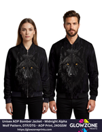 Unisex AOP Bomber Jacket – Midnight Alpha Wolf Pattern GlowZonePrints