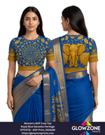 Women's AOP Crop Top – Royal Blue Ganesha Heritage