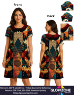 Women's AOP A-Line Dress – Tribal Geometric Bohemian Pattern Tribal Geometric Bohemian Pattern GlowZonePrints