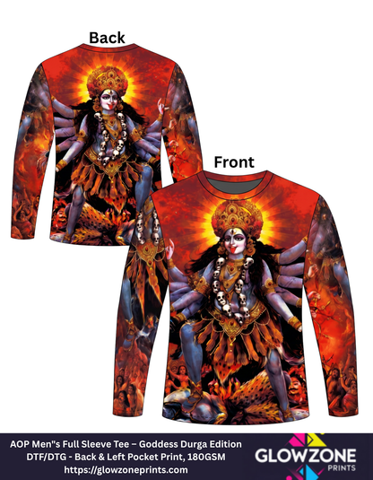 AOP Men"s Full Sleeve Tee – Goddess Durga Edition