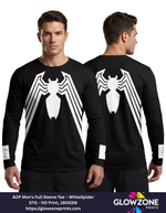 Men's AOP Full Sleeve T-Shirt – Monochrome Spider Emblem Graphic Black GlowZonePrints