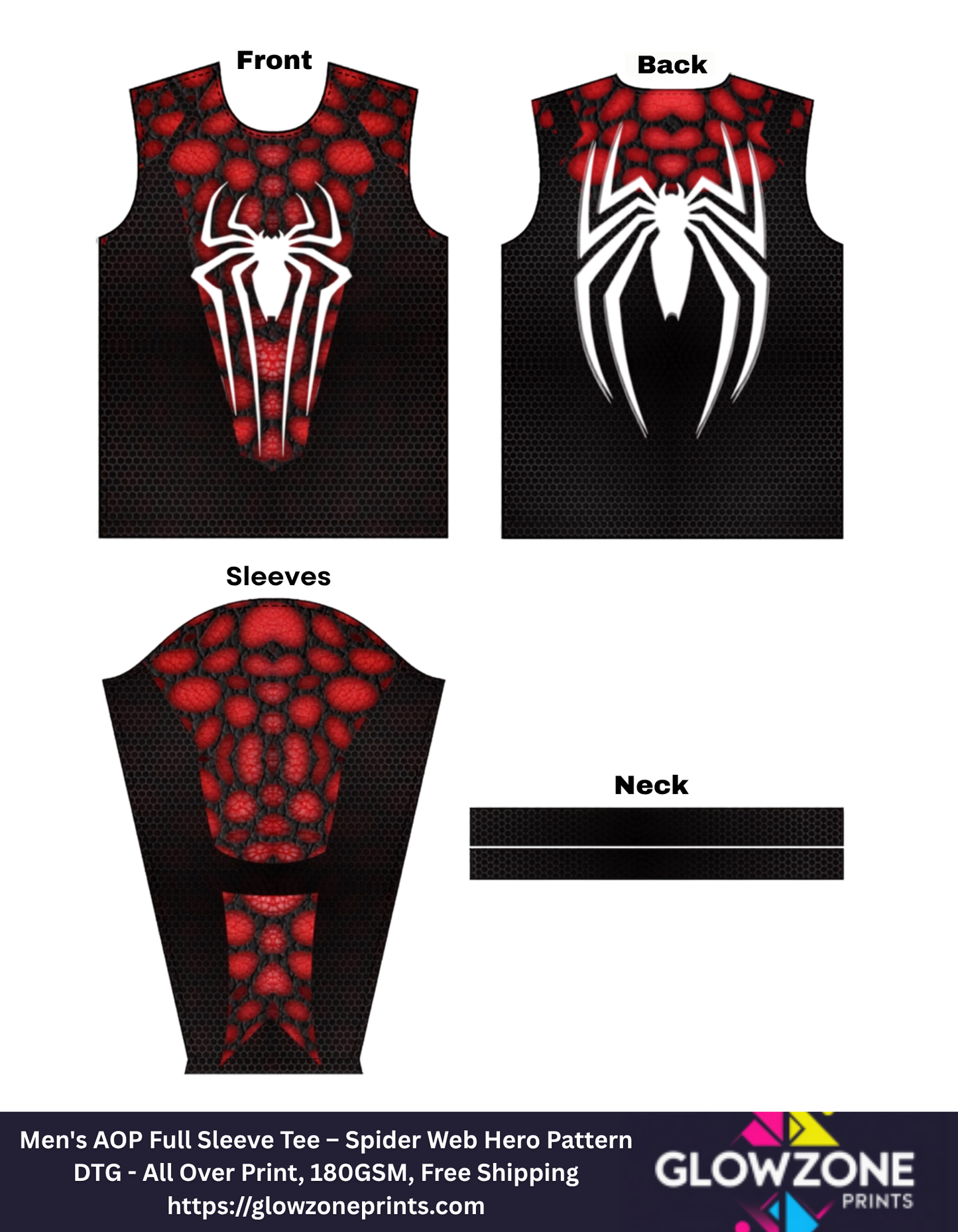 Men's AOP Full Sleeve Tee – Spider Web Hero Pattern-1