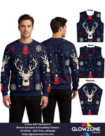 Unisex AOP Sweatshirt – Winter Reindeer & Snowflake Pattern GlowZonePrints