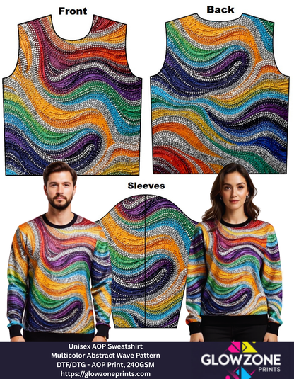 Unisex AOP Sweatshirt – Multicolor Abstract Wave Pattern Abstract Wave GlowZonePrints