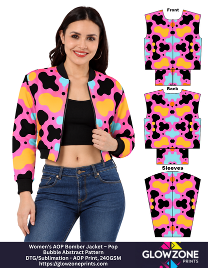 Women's AOP Bomber Jacket – Pop Bubble Abstract Pattern