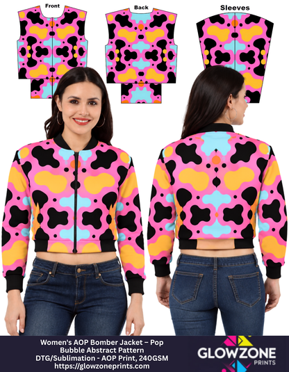 Women's AOP Bomber Jacket – Pop Bubble Abstract Pattern