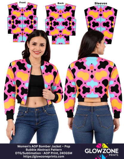 Women's AOP Bomber Jacket – Pop Bubble Abstract Pattern