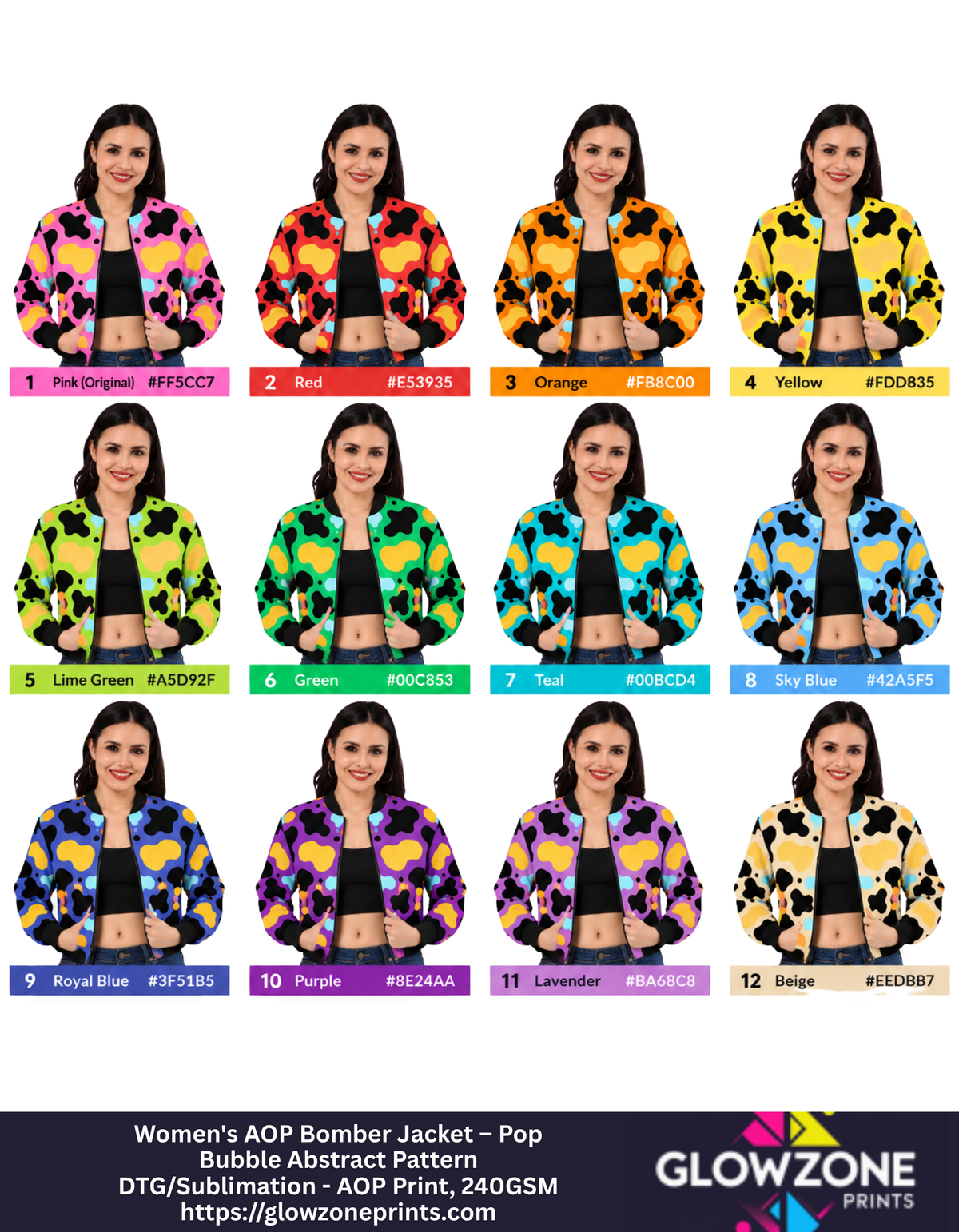 Women's AOP Bomber Jacket – Pop Bubble Abstract Pattern