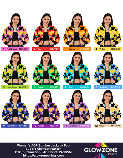 Women's AOP Bomber Jacket – Pop Bubble Abstract Pattern