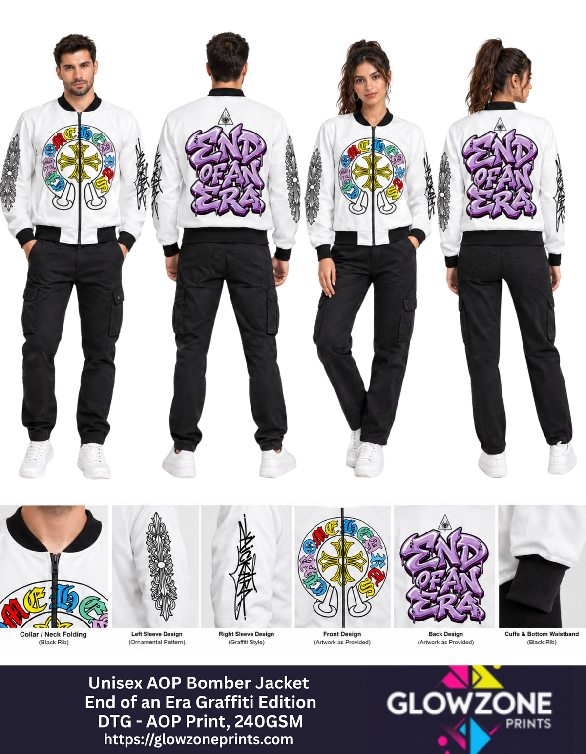 Unisex AOP Bomber Jacket GlowZonePrints