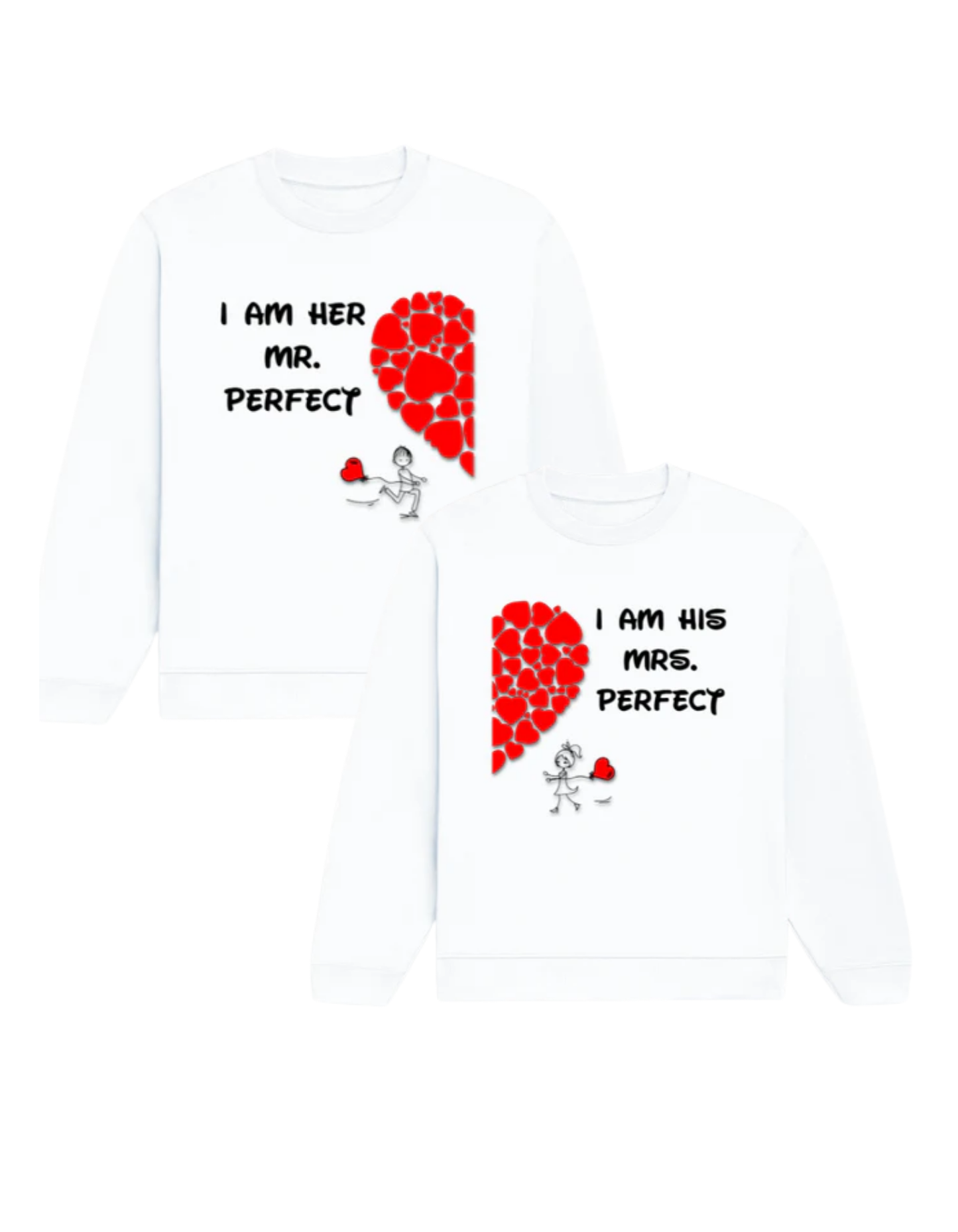 Mr & Mrs Perfect -Couple Sweatshirt Set White GlowZonePrints