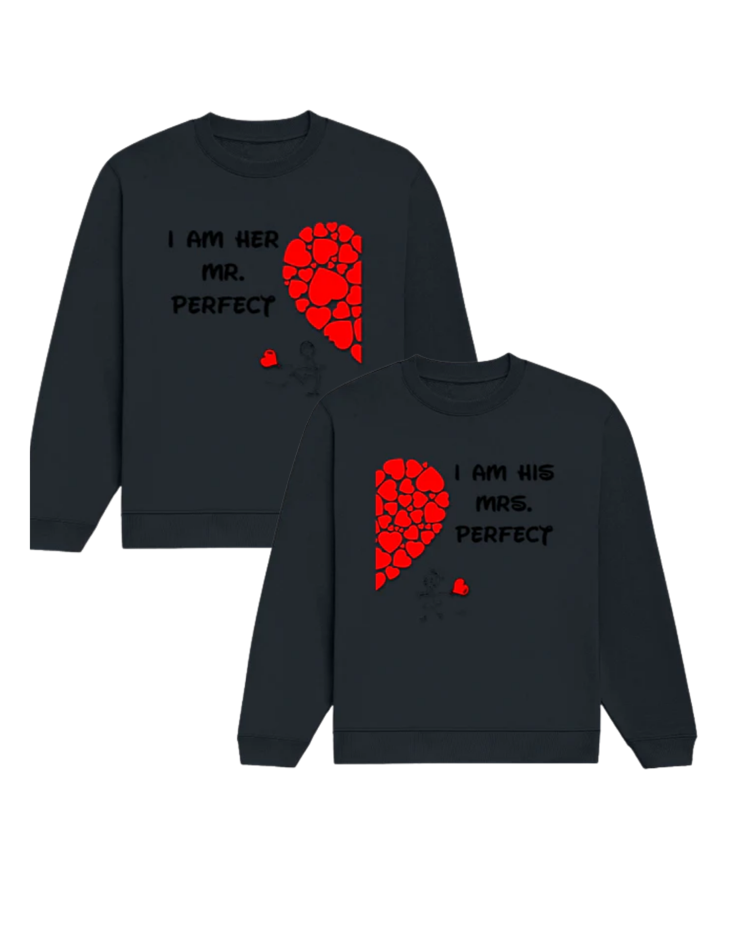 Mr & Mrs Perfect -Couple Sweatshirt Set Navy Blue GlowZonePrints