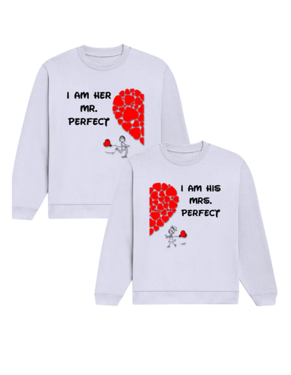 Mr & Mrs Perfect -Couple Sweatshirt Set Lavender GlowZonePrints