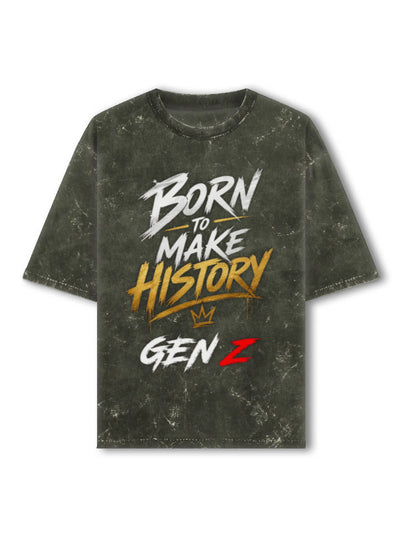 Unisex Acid Washed Oversized Tee – Born to Make History Gen-Z