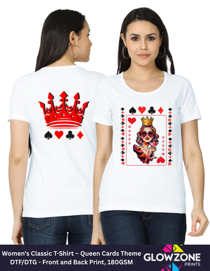 Women’s Classic T-Shirt – Queen Cards Theme White GlowZonePrints