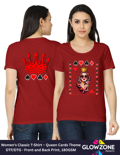 Women’s Classic T-Shirt – Queen Cards Theme Red GlowZonePrints