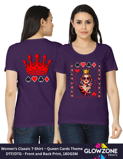 Women’s Classic T-Shirt – Queen Cards Theme Purple GlowZonePrints