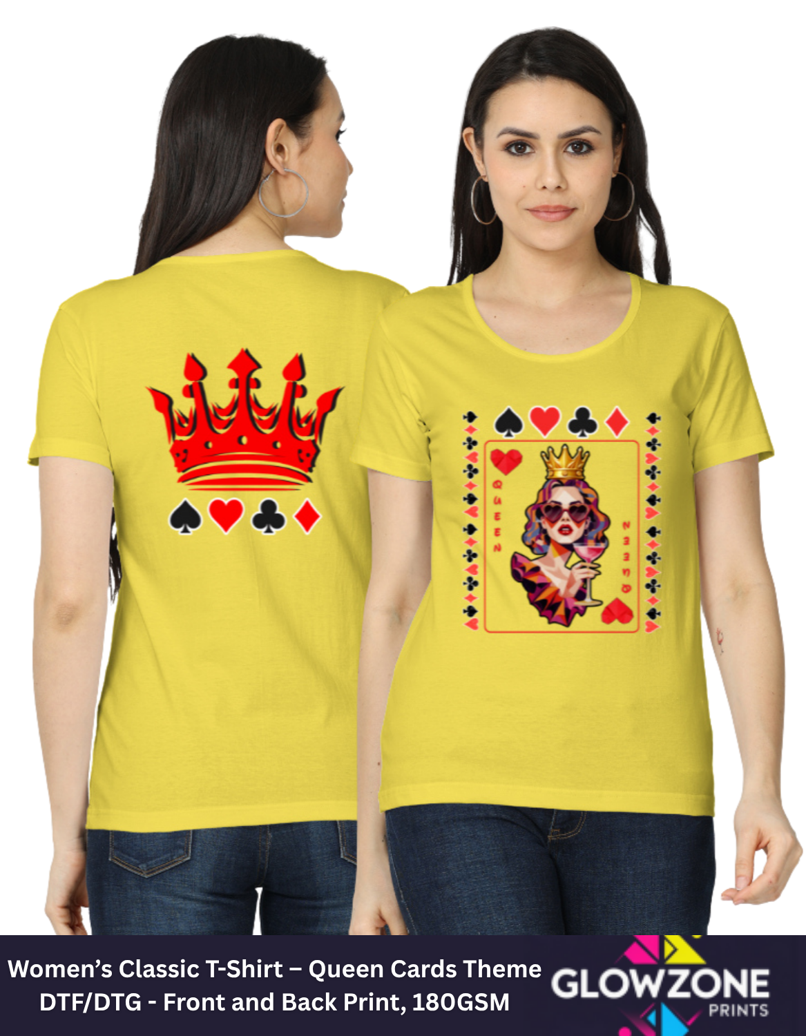 Women’s Classic T-Shirt – Queen Cards Theme New Yellow GlowZonePrints